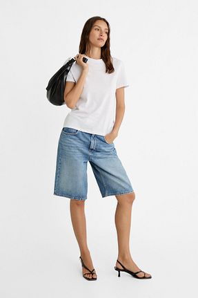تیشرت سفید زنانه رگولار Stradivarius - کد 37286541