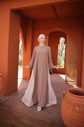 لباس حجاب قهوه ای زنانه رگولار Nissra - کد 922290431