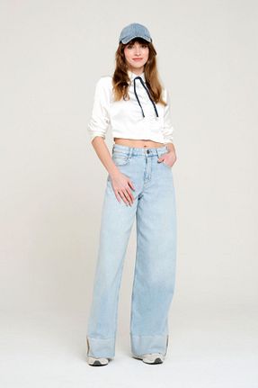 شلوار جین متالیک زنانه پاچه گشاد Pantamo Jeans - کد 921576297