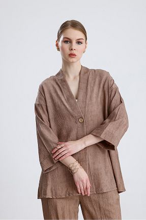 ست بالاتنه و پائین تنه قهوه ای زنانه بافتنی ikomteks - کد 921580340