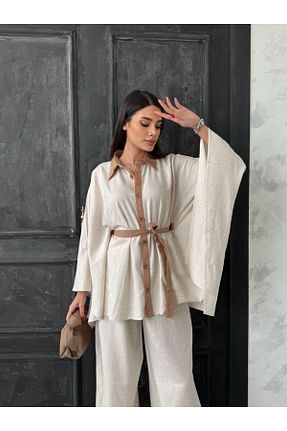 ست بالاتنه و پائین تنه بژ زنانه اورسایز Kaden - کد 921579695