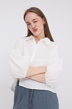 پیراهن سفید زنانه رگولار Addax - کد 921584264