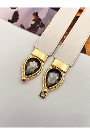 کمربند سفید زنانه چرم مصنوعی MODAM HİFA - کد 891970237