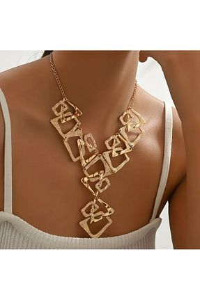 گردنبند جواهر زرد زنانه برنجی TAKİŞKO - کد 921604955