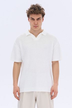 تیشرت سفید مردانه اورسایز İLKCET MODA - کد 921617644