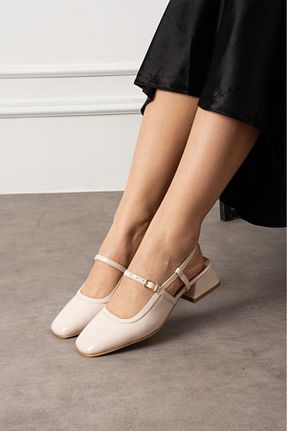 کفش پاشنه بلند کلاسیک بژ زنانه پاشنه تخت fiko - کد 921622713