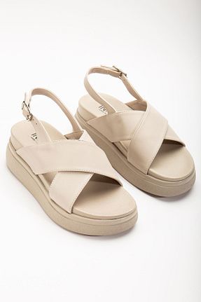 صندل بژ زنانه پاشنه پر Mida Shoes - کد 921623594