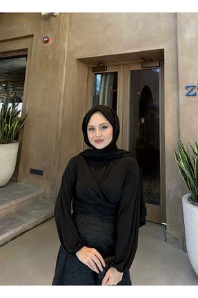 بلوز حجاب مشکی زنانه پنبه ای RİELLA - کد 893884601