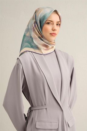 روسری بژ کرپ ساتن ابریشم Armine - کد 921641821