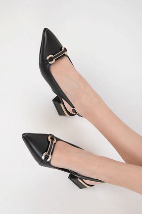 کفش پاشنه بلند کلاسیک مشکی زنانه چرم مصنوعی SOHO - کد 905026896