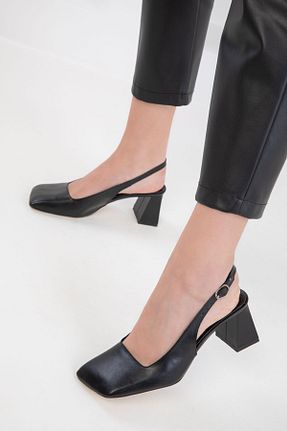 کفش پاشنه بلند کلاسیک مشکی زنانه چرم مصنوعی SOHO - کد 905026933