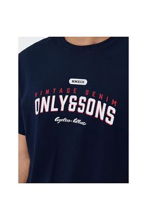 تیشرت سرمه ای مردانه یقه بند دار Only & Sons - کد 811168217