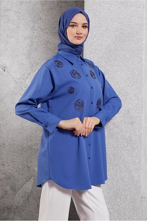 تونیک حجاب سرمه ای زنانه مخلوط پلی استر Alvina - کد 867524870