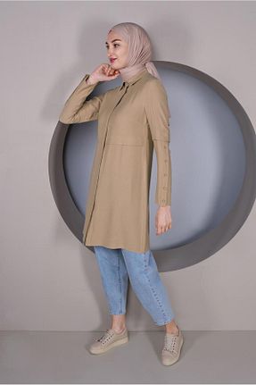تونیک حجاب بژ زنانه پلی استر Alvina - کد 874940680