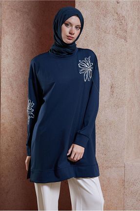 تونیک حجاب سرمه ای زنانه مخلوط پلی استر Alvina - کد 844754793