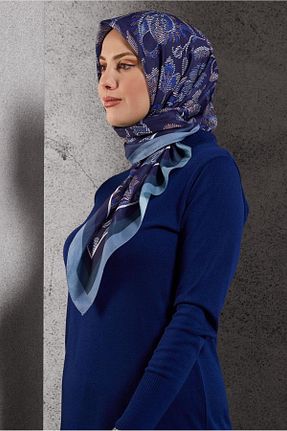 روسری سرمه ای پلی استر Alvina - کد 890631725