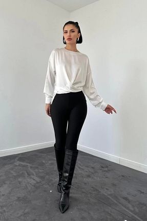 بلوز سفید زنانه یقه دوچرخه Genel Markalar - کد 922077889