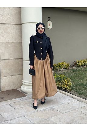 لباس قهوه ای زنانه کرپ Selly - کد 921670332