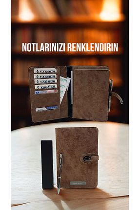 دفتر قهوه ای چرم وگان Eren Ofis - کد 921677447