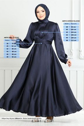 لباس مجلسی حجاب سرمه ای Boyundan Bağlamalı ModaMerve - کد 905269012