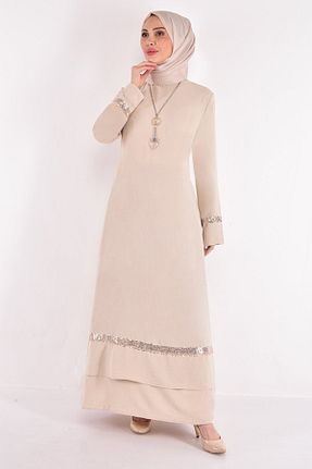 لباس حجاب بژ زنانه اسلیم ModaMerve - کد 762281212
