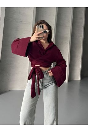 پیراهن زرشکی زنانه Overshirt Mitay - کد 921681621