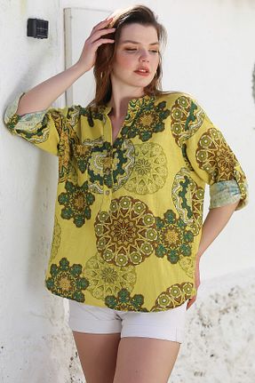 بلوز زرد زنانه طرح دار Chiccy - کد 921686259