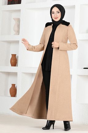 پالتو پشمی حجاب بژ زنانه رگولار ModaMerve - کد 787191658
