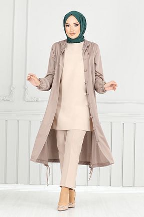 کلاه و ابایا قهوه ای زنانه مخلوط پلی استر ModaMerve - کد 876791810