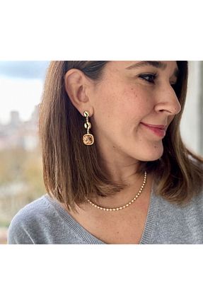 گوشواره جواهر طلائی سنگ طبیعی MONA - کد 849168148