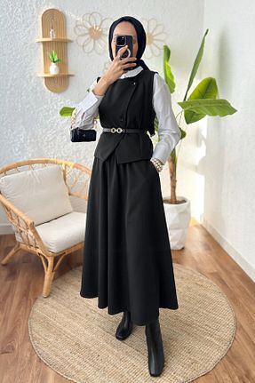 ست بالاتنه و پائین تنه مشکی زنانه بافتنی H&N PASAJ - کد 921713143
