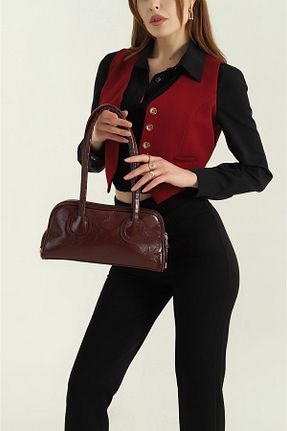 کیف دوشی زرشکی زنانه چرم مصنوعی POPULARSHOP - کد 921712822