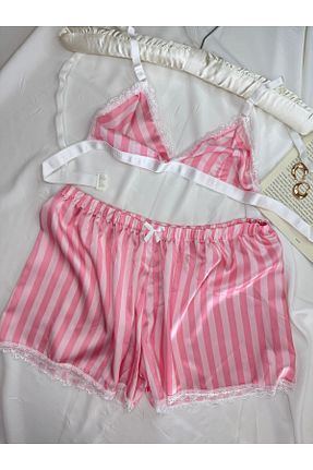 ست لباس راحتی صورتی زنانه طرح دار ROZENİN LINGERIE - کد 921759699
