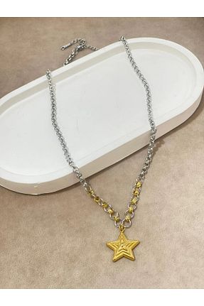 گردنبند استیل ( فولاد ) خاکی زنانه فلزی İNN JEWELLERY - کد 921765084