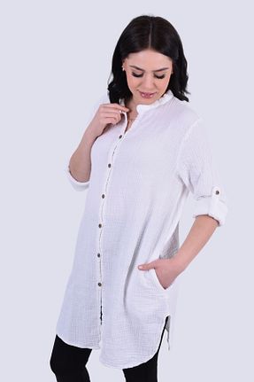 تونیک حجاب سفید زنانه %100 پنبه OTEXSA - کد 922438014