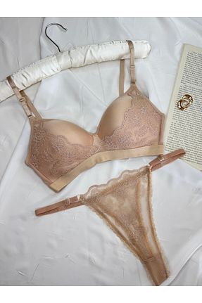 ست لباس زیر سایز بزرگ بژ زنانه ROZENİN LINGERIE - کد 922439454