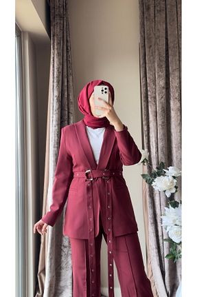 ست بالاتنه و پائین تنه زرشکی زنانه بافتنی MISEY BOUTIQUE - کد 921760193