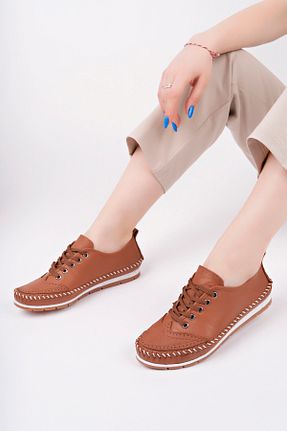 بابت قهوه ای زنانه چرم خالص Deripabuc - کد 5054831