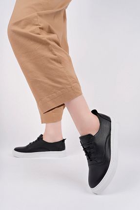 کفش اسنیکر مشکی زنانه چرم اصل Deripabuc - کد 977587