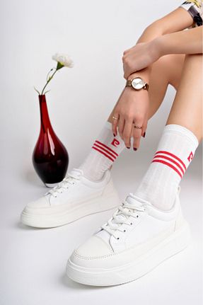 کفش اسنیکر سفید زنانه بند دار pasyone - کد 921764144