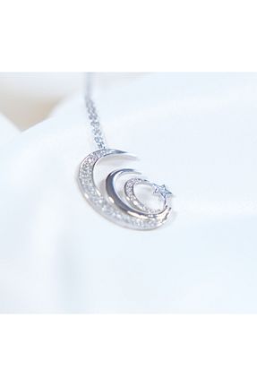 گردنبند نقره طوسی زنانه 925 عیار momqi - کد 921769711