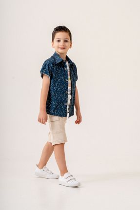 ست بالاتنه و پائین تنه آبی بچه گانه بافتنی Pasur Bebe - کد 922440295