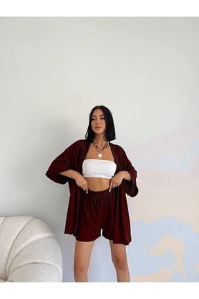 ست بالاتنه و پائین تنه قهوه ای زنانه بافتنی LyLGyM FASSION IS PASSION - کد 921808141