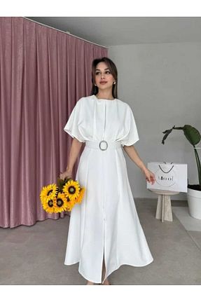 لباس سفید زنانه بافتنی MODA DURAĞI - کد 921792669