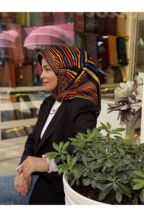 روسری رنگی کرپ ساتن ابریشم La boutique - کد 921819165