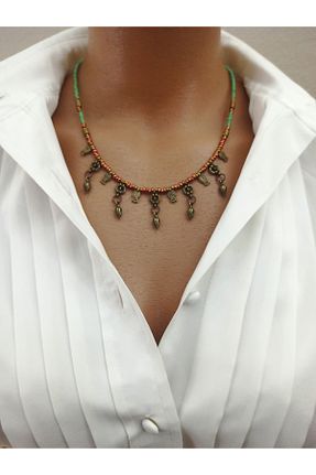گردنبند جواهر قهوه ای زنانه منجق sondonfashion - کد 921816194