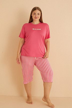 ست لباس راحتی سایز بزرگ رنگی زنانه نوشته / شعار Pijamaevi - کد 921815506