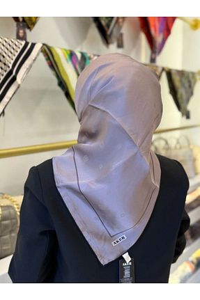 روسری بژ کرپ ساتن ابریشم Aker - کد 921822763