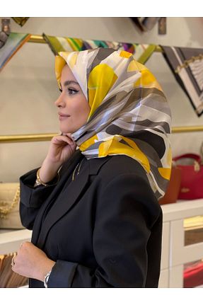 روسری رنگی کرپ ساتن ابریشم La boutique - کد 921819238