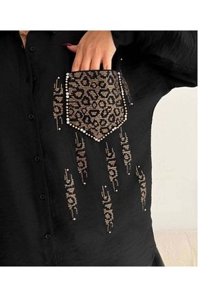 پیراهن مشکی زنانه اورسایز BYKUZEYARAS - کد 921826865